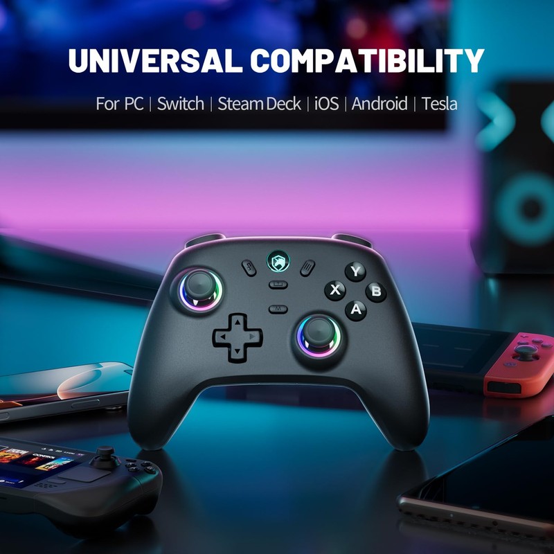 ECHTPower Wireless PC Gaming Controller - Hall Effect Joystick, 2.4G