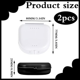 Pack of 2 Braces Box, Dental Splint Box, Denture Box, Retainer Box, Braces Box Glitter, Dentures Storage, for Storing Braces or Splints (Black & White)