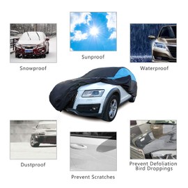 MORNYRAY Waterproof Car Cover All Weather Snowproof UV Protection Windproof Outdoor Full car Cover, Universal Fit for Sedan (Blue, S1-Fit SUV Length(Up to 180 inch))