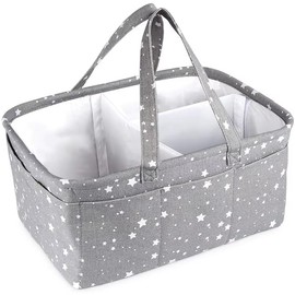 MGERASL Grey Diaper Caddy Organizer for Baby -Large Portable Diaper Caddy Basket for Changing Table-Diaper Organizer Caddy-Car Travel Tote Bag-Newborn Registry Baby Shower Basket for Diapers & Wipes