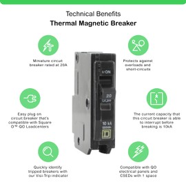 Square D by Schneider Electric Your One Source QO120CP 20-Amp 1-Pole Plug-On Circuit Breaker
