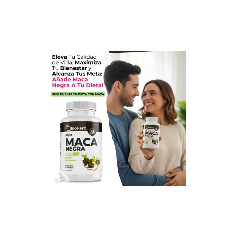 Maca Negra 100 Pura Bioherb 180 Cápsulas Suplemento