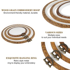 Thinp 3 Pcs Embroidery Hoop Frame,3 Size Imitated Wood Display Frame Circle Embroidery Hoops Mini Embroidery Hoops Faux Wood Embroidery Hoop Embroidery Frames for Display Art Craft Sewing DIY Hanging