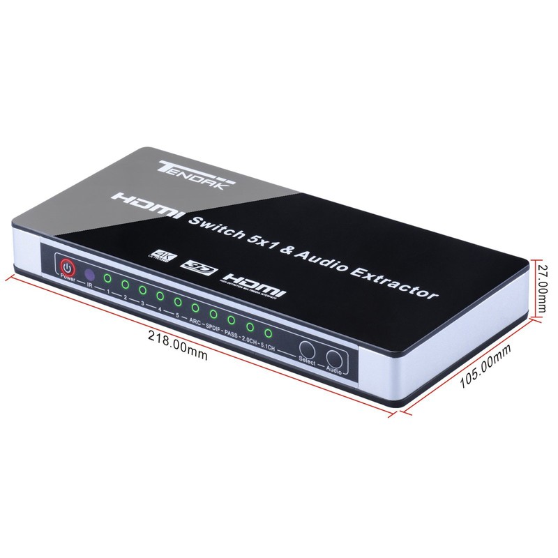 Tendak 4K HDMI Switch, 5 Port HDMI Switcher with L/R