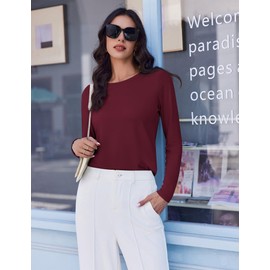 Ekouaer 3 Pack Long Sleeve Shirts for Women Crew Neck Thermal Tops Trendy Lightweight Base Layer Undershirt Tees 2025 S-XXL