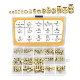 ANBOO Pack of 300 Threaded Inserts, Insert Nuts, M2 M2.5 M3 M4 M5 M6, Melting Thread, for Plastic Parts, with Sorting Box, Press-in Nut Brass Threaded Sockets Female Thread Knurled Nuts