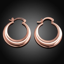 LZD 18K Rose Gold Latch Back Hoop Bali Earrings L125
