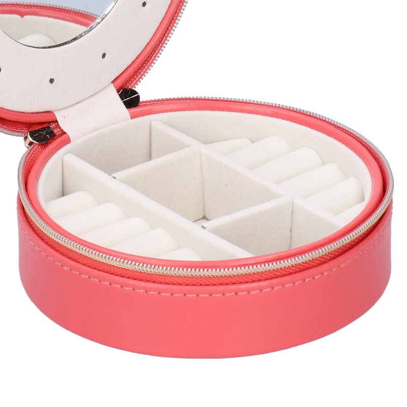 Round Portable Jewelry Box Organizer Display Storage Case for Rings