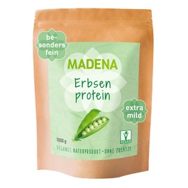 MADENA Pea Protein Powder, 1 kg, Vegan Protein with 85% Protein Content, 100% Protein Isolate, Extra Mild and Fine, Gluten-Free, Lactose-free