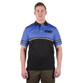 First Class Two Tone Security Bike Patrol Shirt with Reflective Stripes and Zipper Pocket (Royal Blue and Black) (XL)