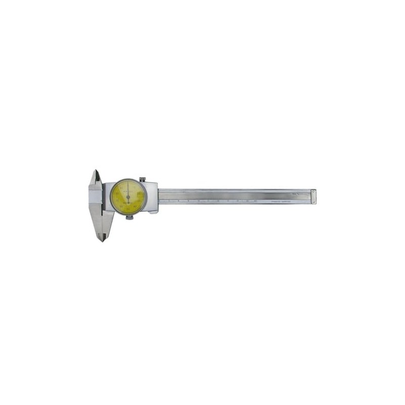 150mm Machine-DRO dial caliper with metric yellow face.