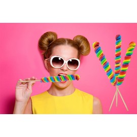 The Dreidel Company Jumbo Rainbow Twist Swirl Lollipop, Mixed Fruit Flavor, Individually Wrapped, 12" Inch Sucker (56 Grams Per Sucker) (2-Pack)