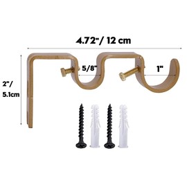 Heavy Duty Curtain Rod Bracket, Double Curtain Rod Hanging Brackets Wall Mount Curtain Rod Bracket, for 1" and 5/8" Inch Rod (Golden) Set of 4