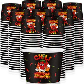 Ziliny 200 Pcs Chili Cook off Party Decorations Disposable Chili Cook off Paper Tasting Cups Food Sample Bowls for Mexican Party Supplies(Stew,5 oz)