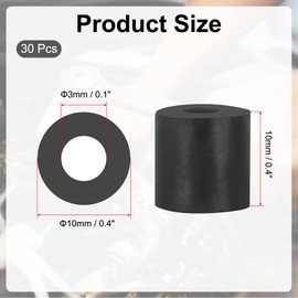 PATIKIL Multi Purpose Rubber Spacer, 30Pcs 3mm ID x 10mm OD x 10mm T Neoprene Round Anti-Vibration Isolation Pads Isolator Rubber Bushings Spacer Washer for HVAC Bolts Car Accessories