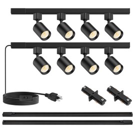 TuyuBEE Plug in Track Lighting with Power Cord, 8-Light LED Track Lighting Kit with 6.6FT H Track Lighting Rails, Modern Kitchen Track Lighting Fixtures Plug in Ceiling Light Spot Light, 3000K, Black