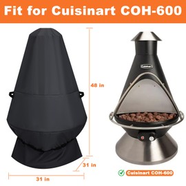 Fire Pit Heater Cover for Cuisinart COH-600 Chimenea Propane, 31"x 31"x 48" Cuisinart CHC-601 Chimenea Waterproof Snowproof Heater Cover, 600D Patio Heater Covers