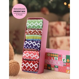 Tournesol Women's 5 Pairs Wool Warm Socks Winter Cozy Thermal Socks Soft Vintage Sock Present for Cold Weather