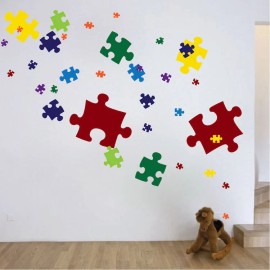 Prime Decals Puzzle Pieces Wall Decal Mural Vinyl Colors Jigsaw Puzzle Removable Art, d06 - 22" sheet (2" - 11" pieces)