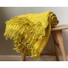 JOWOLLINA Doubleface Plaid Bed Throw Linen Stonewashed (Mustard Yellow, 135