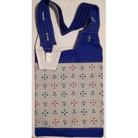 Sea Side. Grey. Catheter Night Bag Holder with a Handle and Bag Supportive Clips, Cover.100% Cotton. Patchwork Quality.