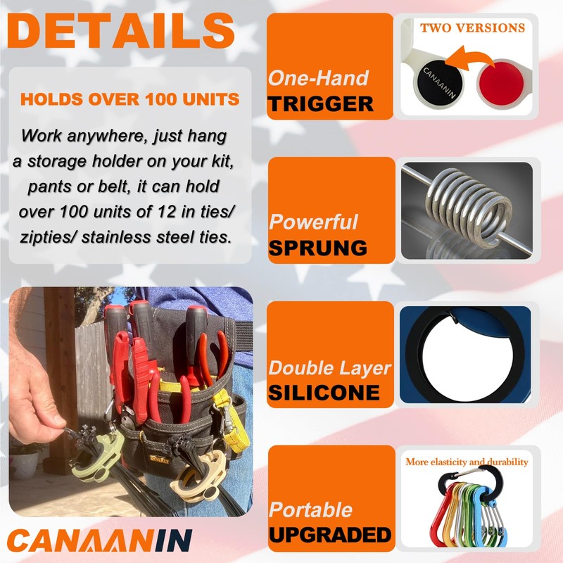 CANAANIN Zip Tie Holder Cable Tie Holder Portable Upgraded Carabiner