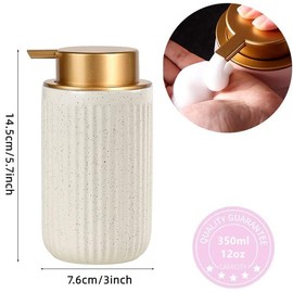 Sylfu Ceramic Hand Foaming Soap Dispenser - 350ml Hand Foaming Pump Soap Dispenser for Hand Wash Beige Ceramic Dish Liquid Foam Dispenser for Kitchen Bathroom