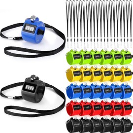 Hoteam 20 Pcs Handheld Tally Counter 4 Digital Number Count Clicker Counter Hand Mechanical Pitch Clicker for Coaching,Knitting, People, Lap, Fishing, Golf Sport Row