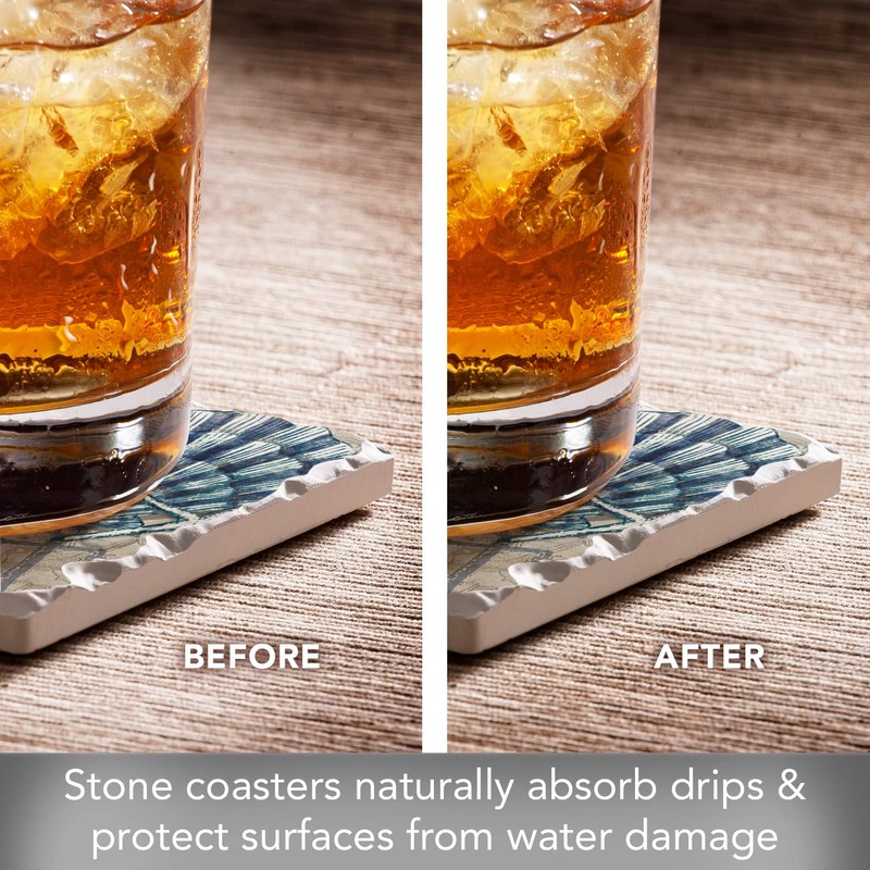 Thirstystone Tide Pool Shells 4-Pack Tumbled Tile Stone Coasters with