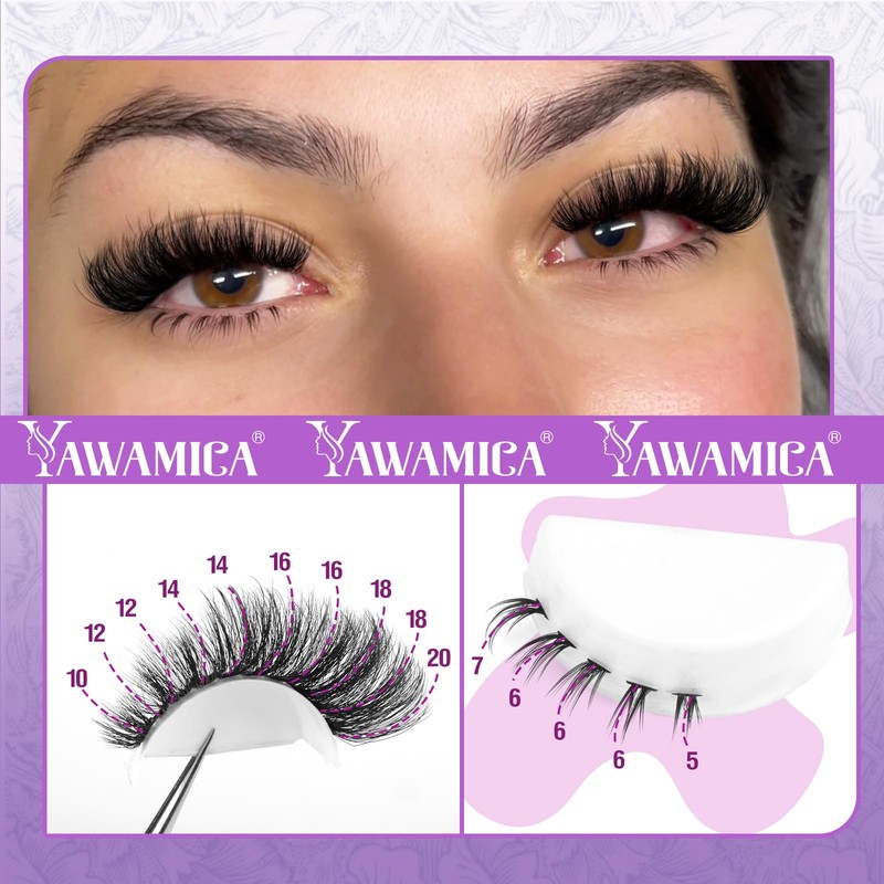 Yawamica Cluster Eyelash Extensions Fluffier Lash Clusters with Bottom Lashes