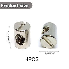 4-Pack Furniture Barrel Nuts M6 x 14mm – Durable Nuts for Furniture Assembly – Strong & Secure Metal Fasteners