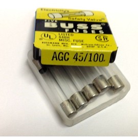 Box of (5) Bussmann AGC 45/100 3AG 1/4" x 1-1/4" Fast acting Fuses
