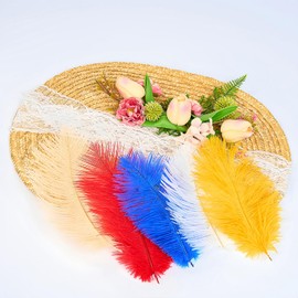 35pcs Natural Champagne Ostrich Feathers Total Length 10-12 inch Craft Feather Making Kit Plume Bulk for hats Wedding Party Centerpieces,DIY Flower and Home Decoration,Pampas Grass Decor