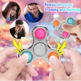 Jawhock 3 Pack Pop Fidget Spinner, Ideal Decompression Fidget Toys Adult Fidget Spinner for Relief, Goodie Bag Stuffers Return Gifts Birthday Party Favors Classroom Carnival Prize for Kids Boys Girls