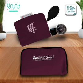 Medimetrics Baumanómetro Aneroide Doble Manguera Presión Arterial Brazo 5880-Burgundy
