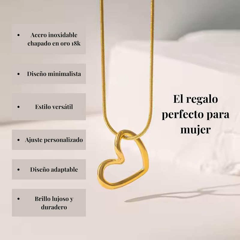 Collares para Mujer Chapado en Oro 18K, Collar de Corazón,