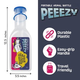 PEEEZY – The Ultimate Emergency Pee Solution! Portable Spill-Proof Urinal Bottle for Men & Women with Female Urinal Funnel