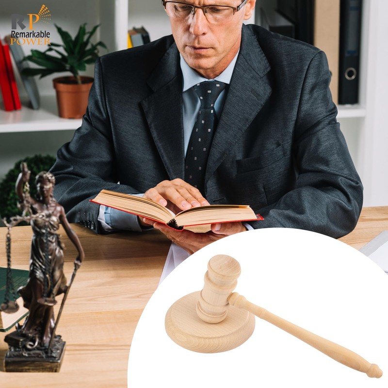 RP Remarkable Power, Gavel and Block Set Wooden Handcrafted Judge