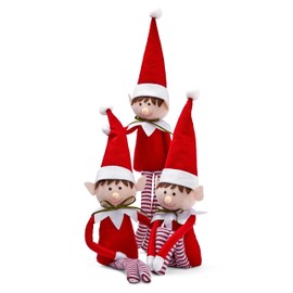 The TWIDDLERS 3 Sitting Gnome Figures for Christmas Made of Felt Fabric (48 cm High) - Decorative Christmas Figures / Christmas Elves / Edge Stool for Windowsill, Shelf, Table Decoration