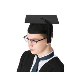 GraduationMall Graduation Cap for Adults Academic Mortarboard Bachelor Graduation Hat Tassel Unisex Black S(49-53cm)