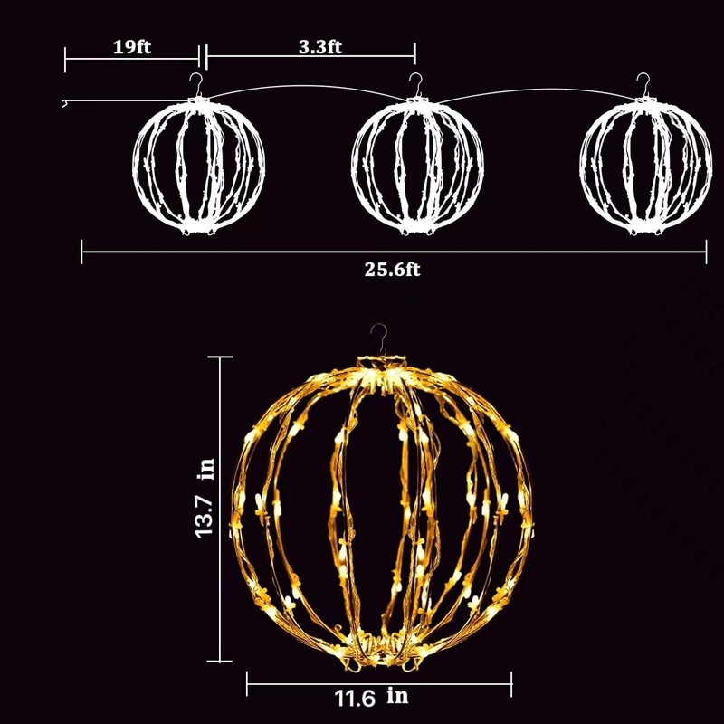aonear Set of 3 Christmas LED Light Balls, Hanging Tree