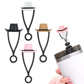 4-Pack Silicone Straw Covers Compatible with Cups Cowboy Straw Toppers Straw Caps for 40 oz Tumblers and Water Bottles (4 Pack10mm Straw Toppers - Cowboy Hat)