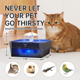 Veken Small Pet-Friendly Cat Water Fountain with Quiet Pump, Easy to Clean & Assemble, 50oz Mini Pet Water Dispenser for Cats, Dogs and Small Animals, Blue