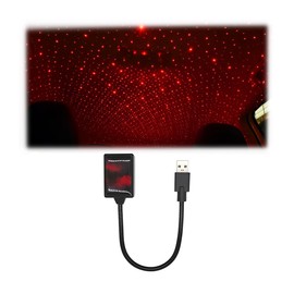 Car Roof Star Night Light, Portable USB Flexible Interior Lamp, Auto Rotation Breathing and Sound Activated LED Romantic Projector, Plug and Play Ceiling Light for Car Party Decoration (Red)