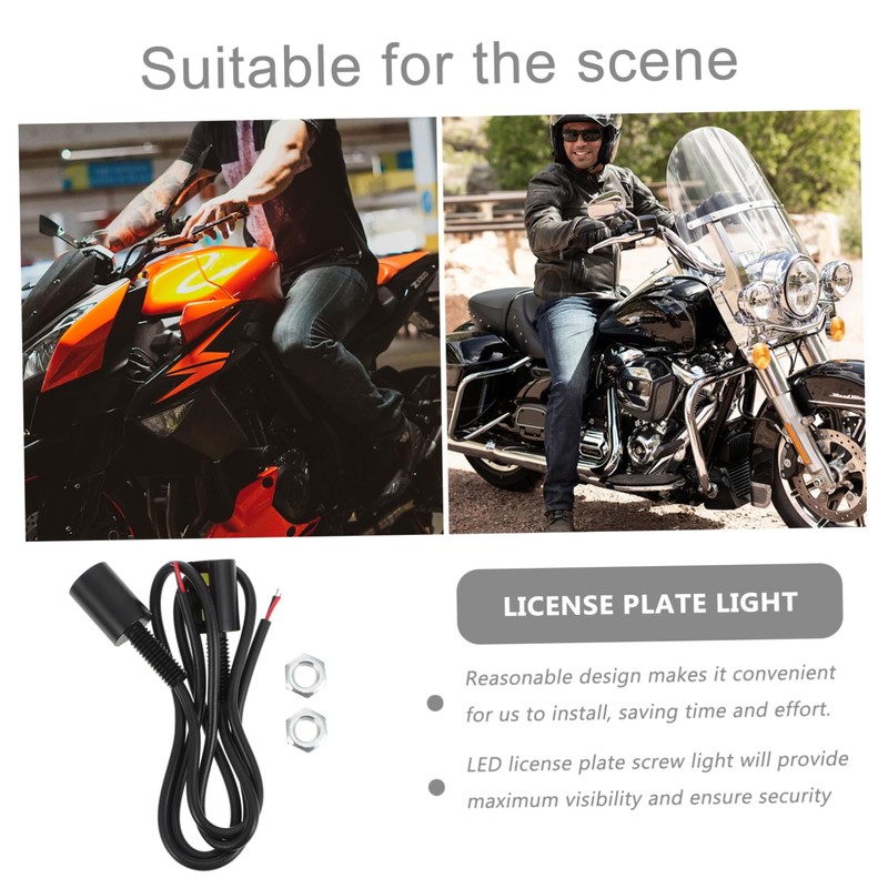 Outanaya 2pcs LED License Plate Light Motorcycle Screw Lamp for