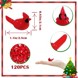 LUFEEMGA 120PCS Mini Resin Red Cardinals Christmas Ornaments, Tiny Miniature Small Resin Birds for Crafts, Holiday Decor, DIY Projects Tree & Wreath Decorations