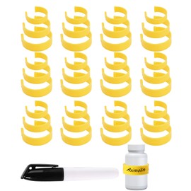 36stk Medikamentenfläschchen Clips, 3 Größen Wiederverwendbare Kunststoffclips Pillenfläschchen mit Mini-Markierungsstift Pillen-Organizer Einfachen Medikamentenidentifizierung Unterwegs(Gelb)