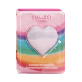 SURALIN 1 x Mini Photo Album, 40 Pockets, Kpop Photo Card Holder, Love Heart, Hollow, Photo Card Holder, Kpop Binder Photo Card Holder for Photo Collection (Rainbow)