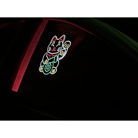 Glow Factor Lucky Turbo Cat Car Decal – LED Car Sign, Remote Controlled, USB Rechargeable, Illuminated Car Decals with 4 Modes, Car Accessories Interior, Sticker for Car, JDM Car Accessories