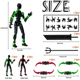 FePen T13 Action Figure (Formed), Hiros 13 Figures x 2 Pieces, Titan 13 Action Figures, Lucky T13 Action Figure with Weapons, T13 Action Figure Toy, for Desktop Decoration, Collection, Creative Design